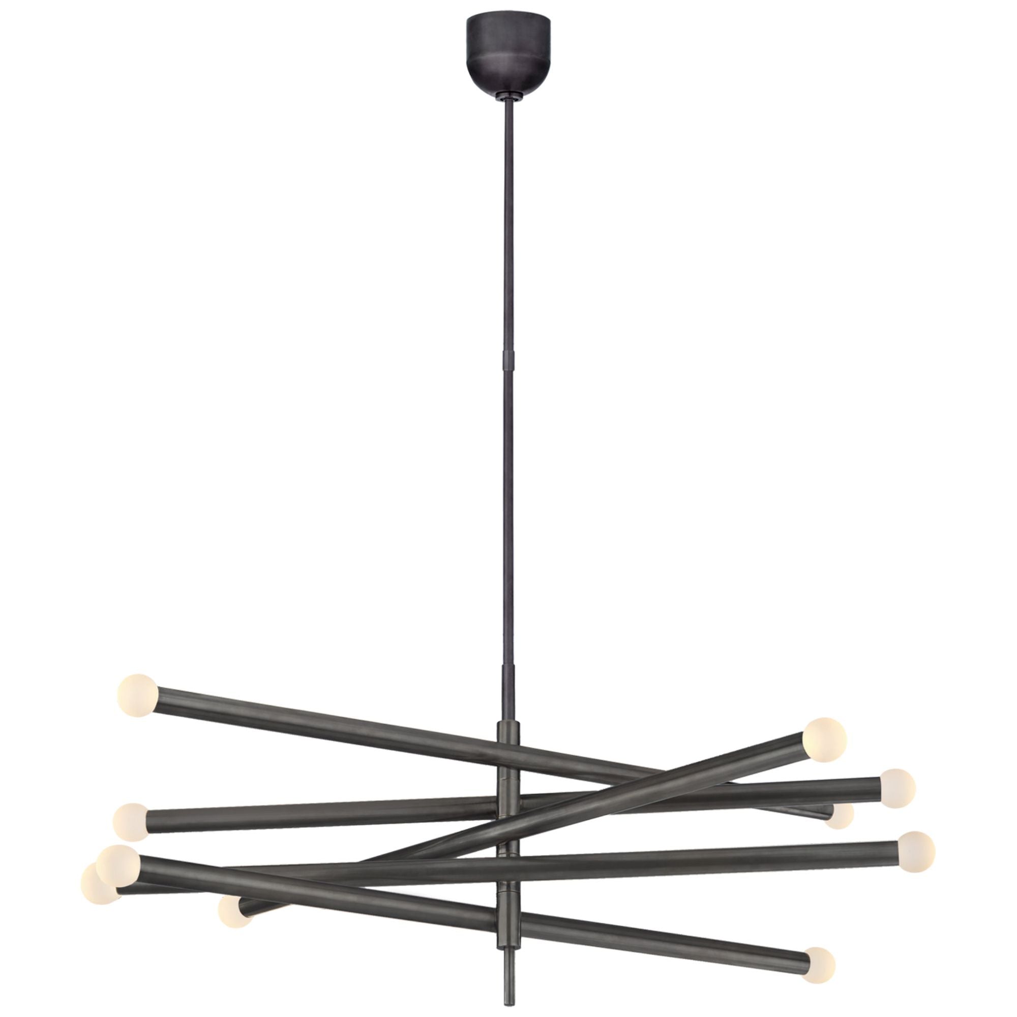 Kelly Wearstler Rousseau Grande Ten Light Articulating Chandelier in Bronze with Etched Crystal Orb Ceiling Light W3.5" - 38.25"