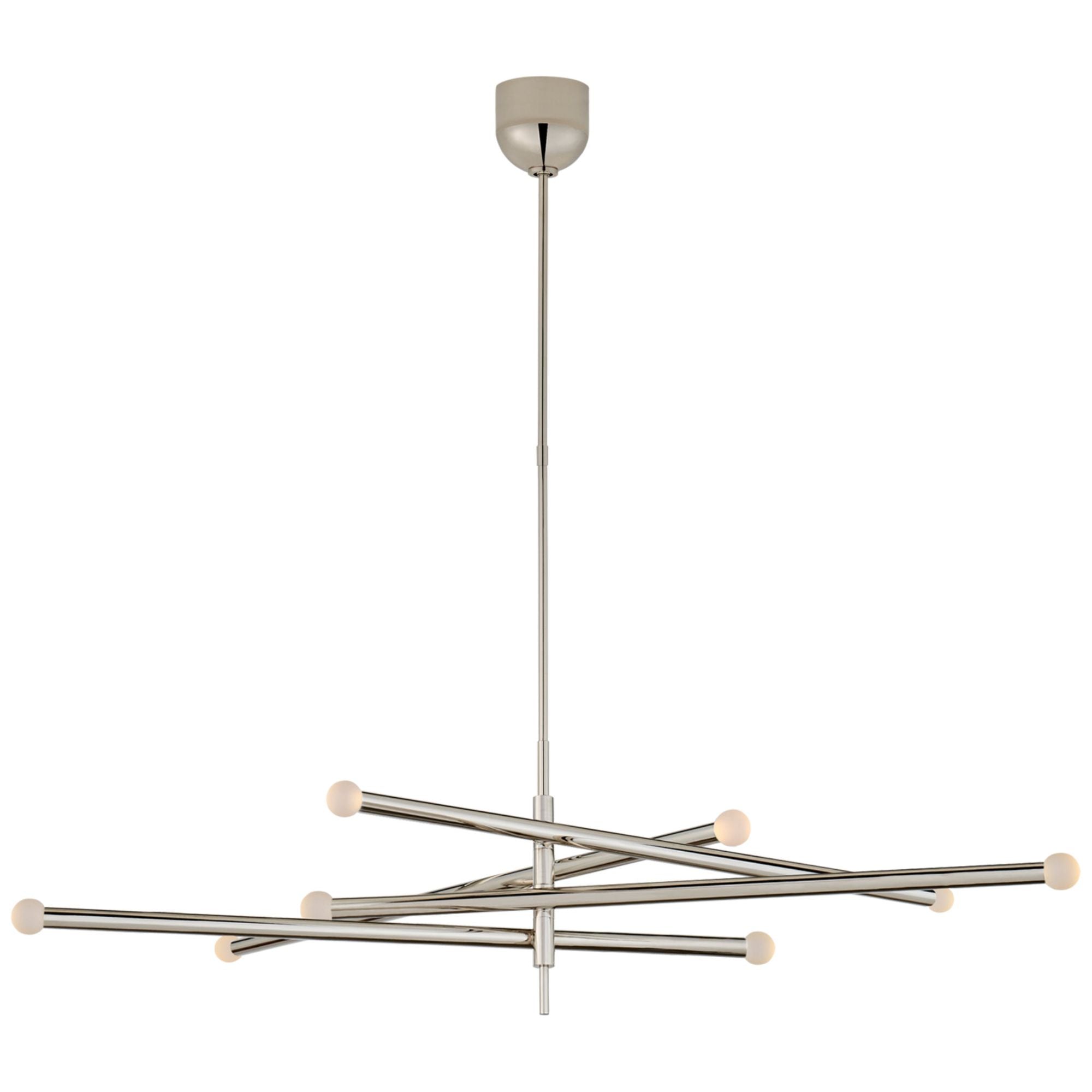 Kelly Wearstler Rousseau Grande Eight Light Articulating Chandelier in Polished Nickel with Etched Crystal Orb Ceiling Light W3.5" - 53.25"
