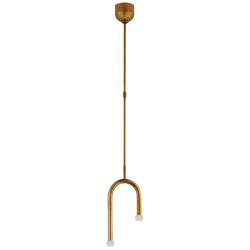 Kelly Wearstler Rousseau Small Asymmetric Pendant in Antique-Burnished Brass with Clear Glass Orb