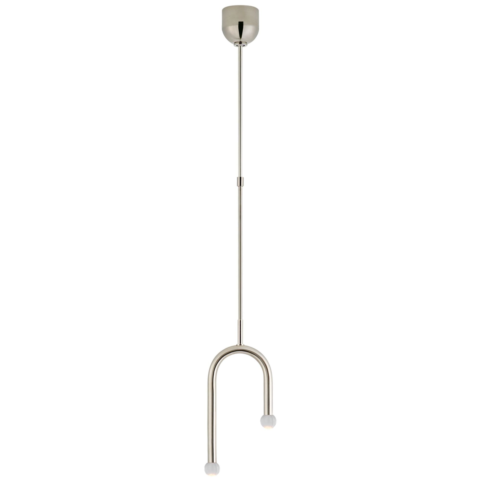 Kelly Wearstler Rousseau Small Asymmetric Pendant in Polished Nickel with Clear Glass Orb Ceiling Light W8.75"