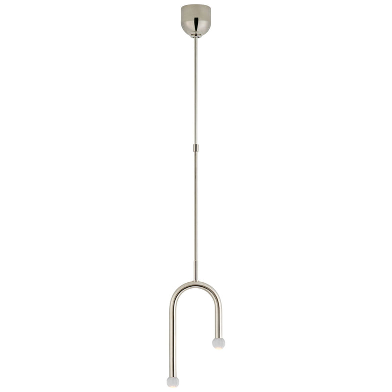 Kelly Wearstler Rousseau Small Asymmetric Pendant in Polished Nickel with Clear Glass Orb