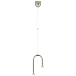 Kelly Wearstler Rousseau Small Asymmetric Pendant in Polished Nickel with Etched Crystal Orb