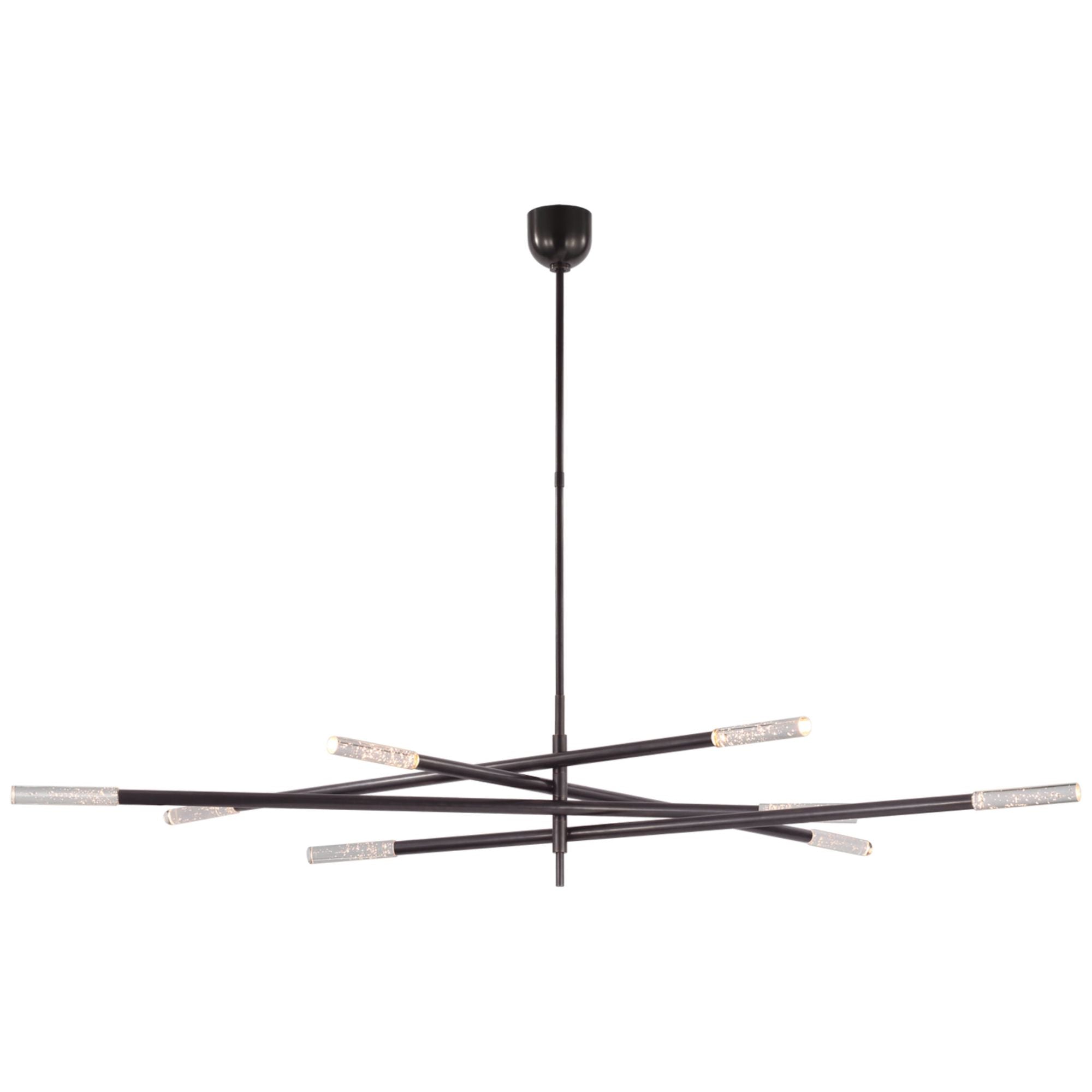 Kelly Wearstler Rousseau Oversized Eight Light Articulating Chandelier in Bronze with Seeded Glass Ceiling Light W80"