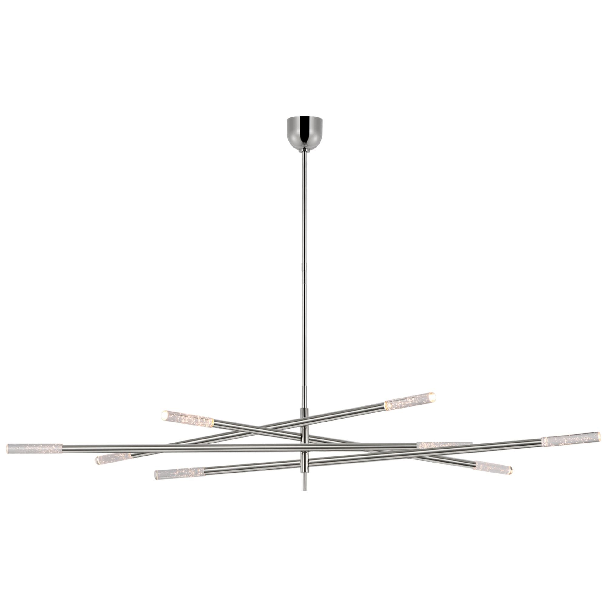 Kelly Wearstler Rousseau Oversized Eight Light Articulating Chandelier in Polished Nickel with Seeded Glass Ceiling Light W80"