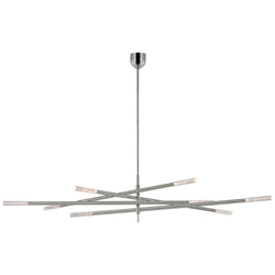 Kelly Wearstler Rousseau Oversized Eight Light Articulating Chandelier in Polished Nickel with Seeded Glass