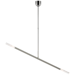 Kelly Wearstler Rousseau Large Articulating Linear Chandelier in Polished Nickel with Seeded Glass