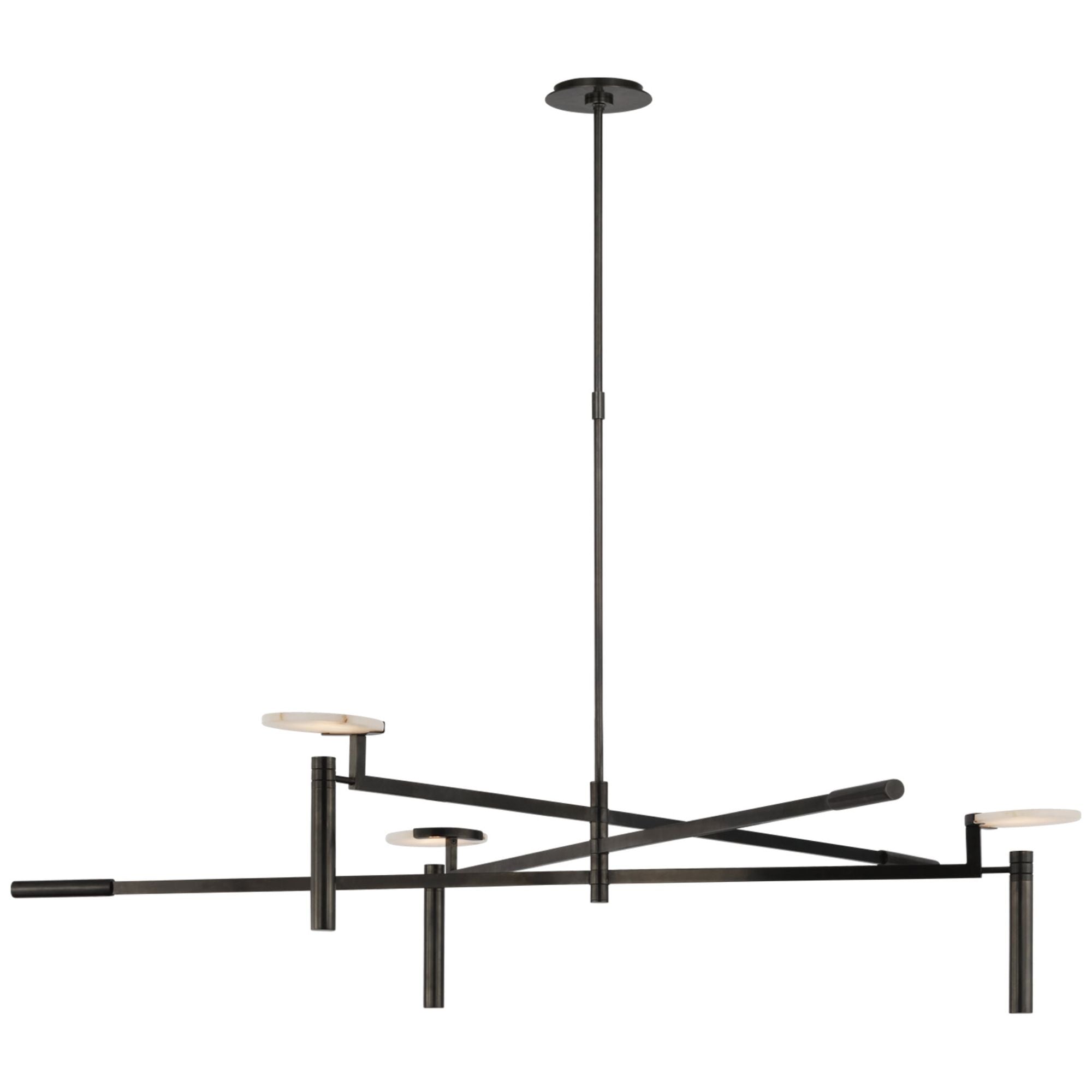 Kelly Wearstler Melange Grande Floating Disc Chandelier in Bronze with Alabaster Ceiling Light W60"