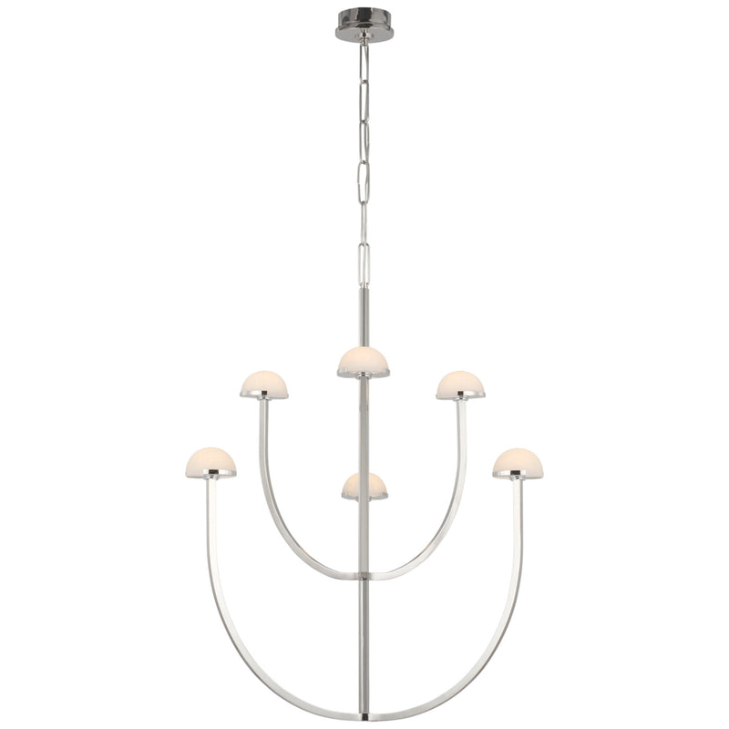 Kelly Wearstler Pedra Large Two-Tier Chandelier in Polished Nickel with Alabaster