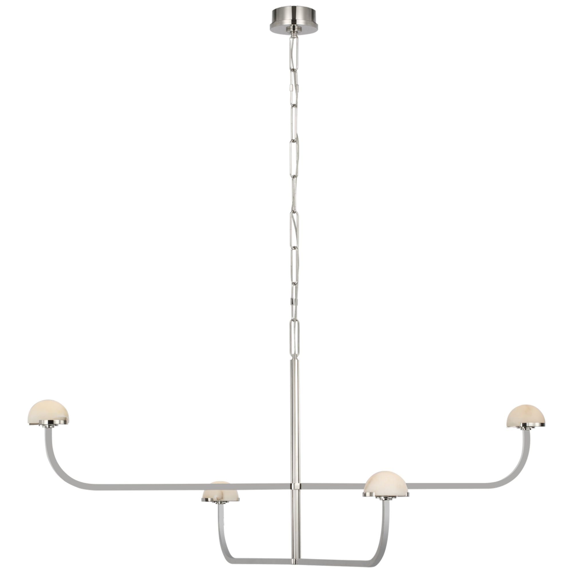 Kelly Wearstler Pedra Two Tier Shallow Chandelier in Polished Nickel with Alabaster Ceiling Light W54.75" x H24.75"
