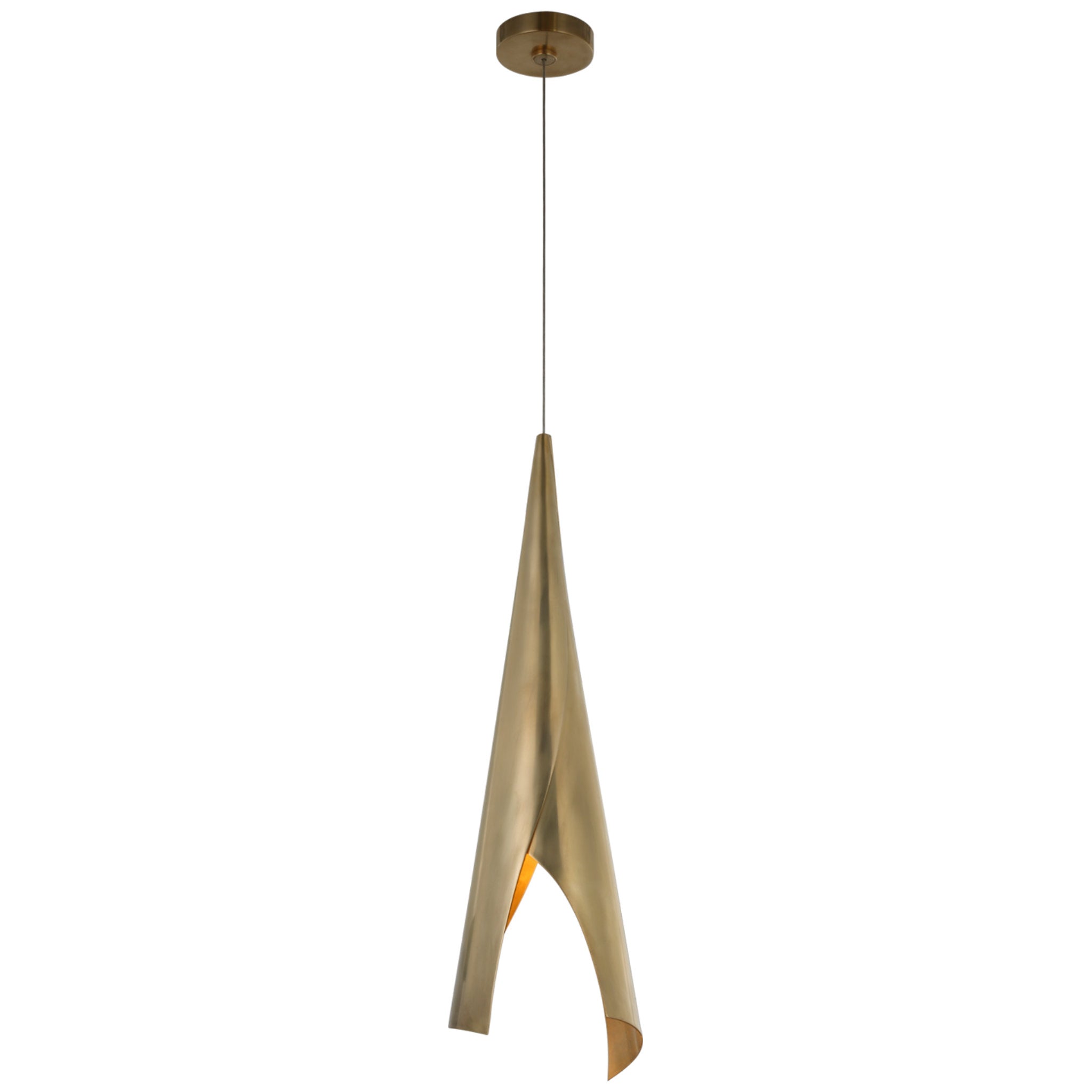 Kelly Wearstler Piel Medium Wrapped Pendant in Antique-Burnished Brass Ceiling Light W8"