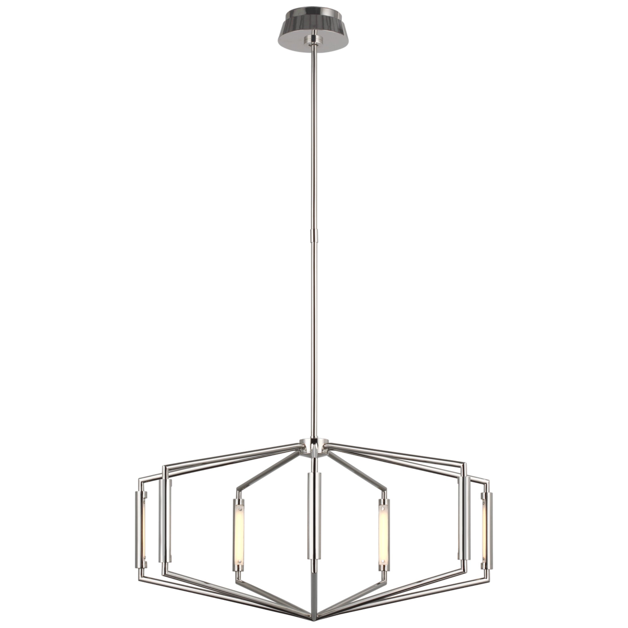 Kelly Wearstler Appareil 30" Low Profile Chandelier in Polished Nickel Ceiling Light W29.5"