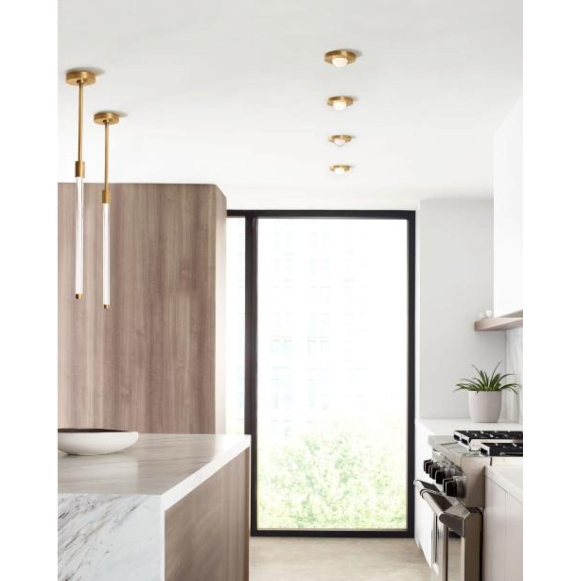 Ebell Mini Flush Mount Flush & Semi-Flush Mount 1-Light LED 2700K Natural Brass by Kelly Wearstler