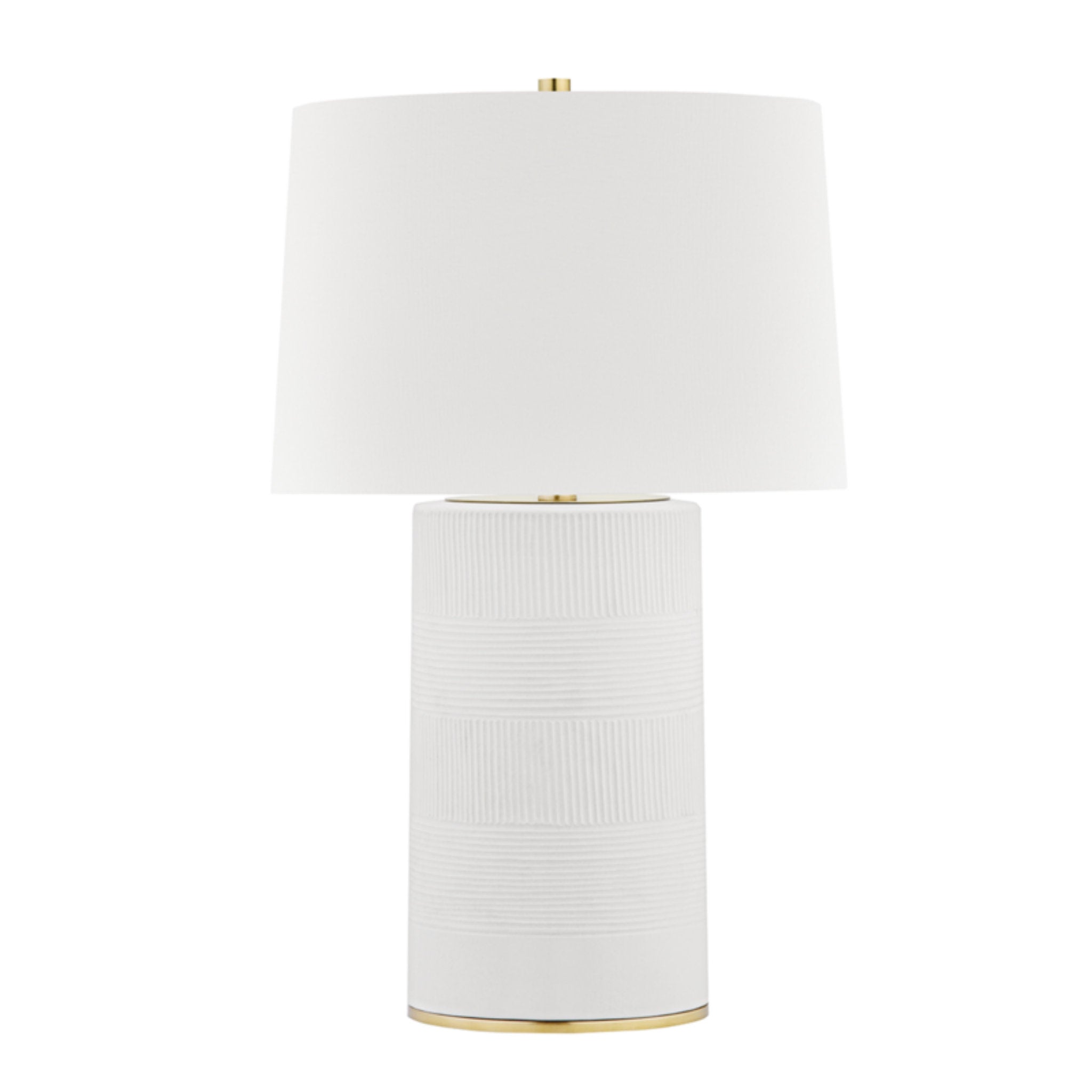 Borneo 1 Light Table Lamp in Aged Brass/soft Off White