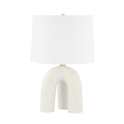 Mills Pond 1 Light Table Lamp in AGED BRASS/SATIN IVORY
