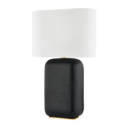 Arthur 1 Light Table Lamp in AGED BRASS/BLACK LAVA CERAMIC