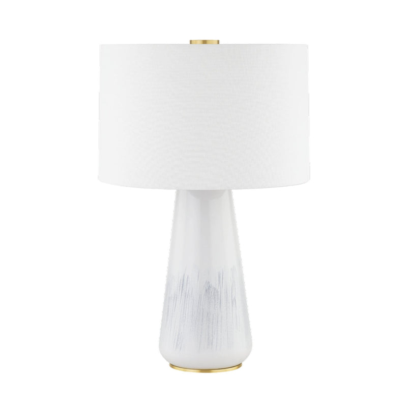 Saugerties 1 Light Table Lamp in AGED BRASS/GLOSS WHITE ASH CERAMIC