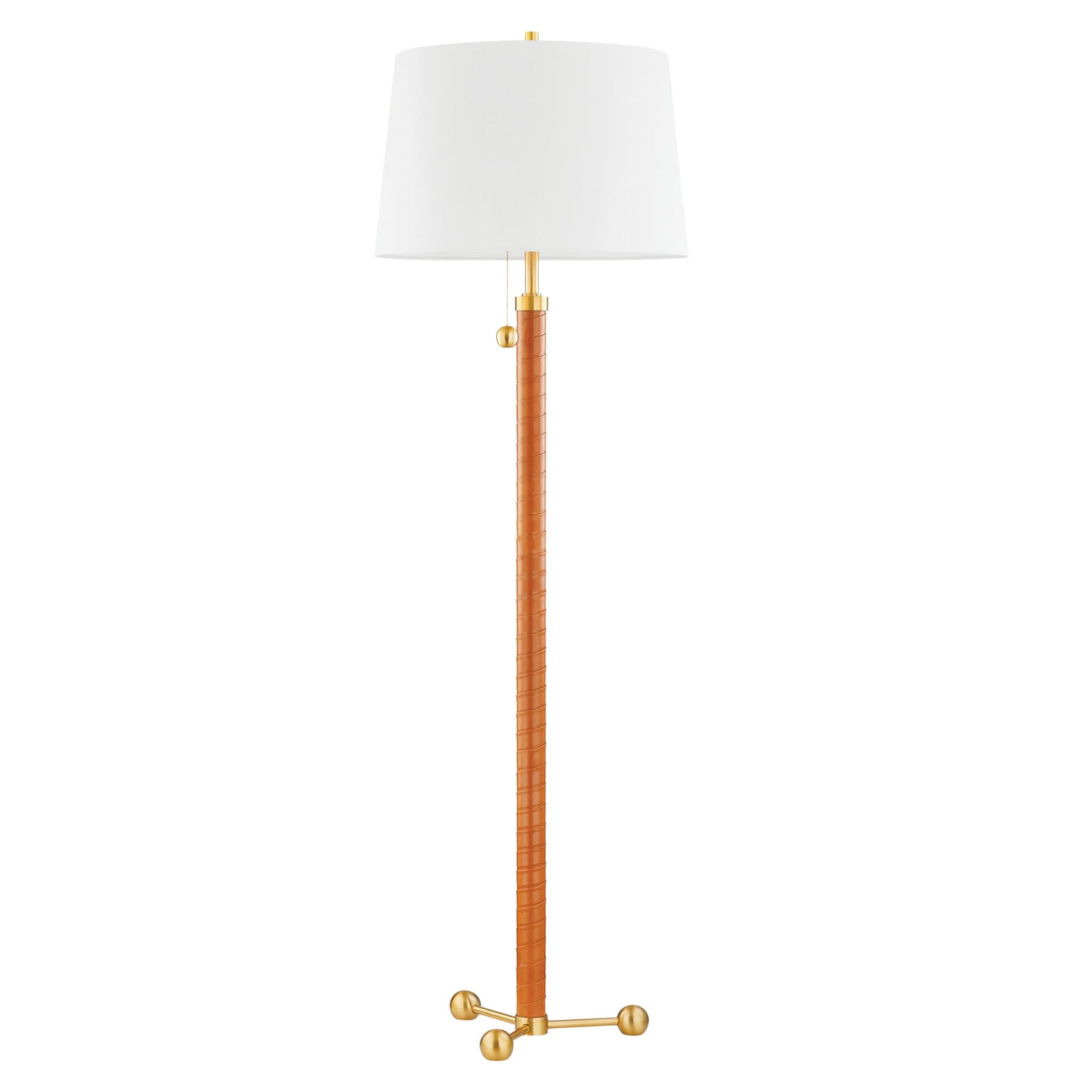 Wharton 2 Light Floor Lamp in Aged Brass