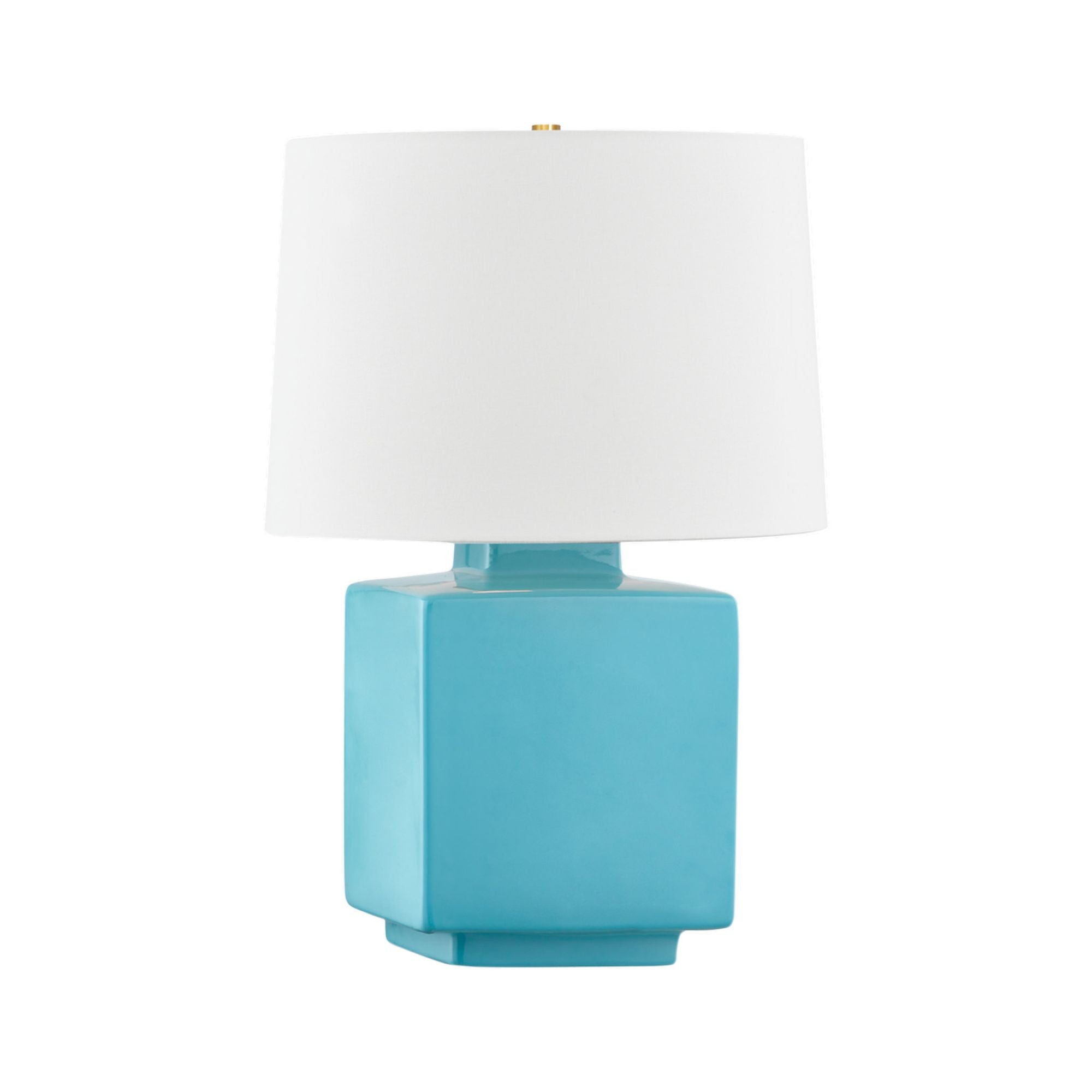 Hawley 1 Light Table Lamp in Aged Brass/ Ceramic Gloss Turquoise