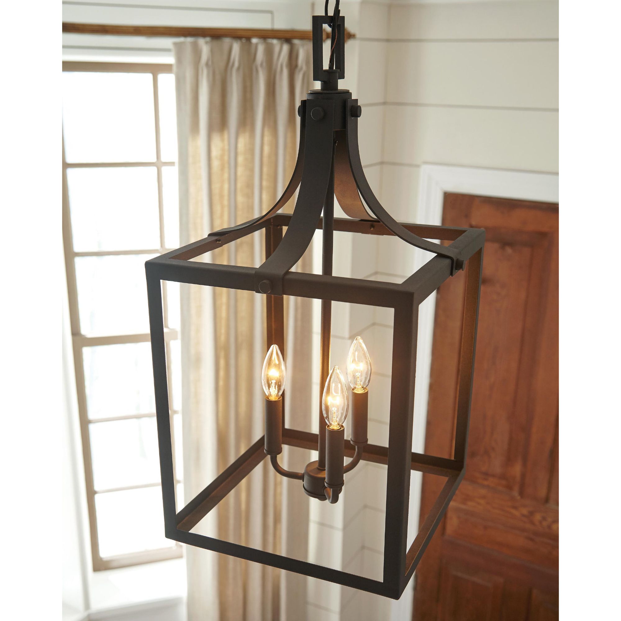 Labette Large Four Light Hall / Foyer LED Traditional Pendant 14" Width 27.25" Height Steel in Black