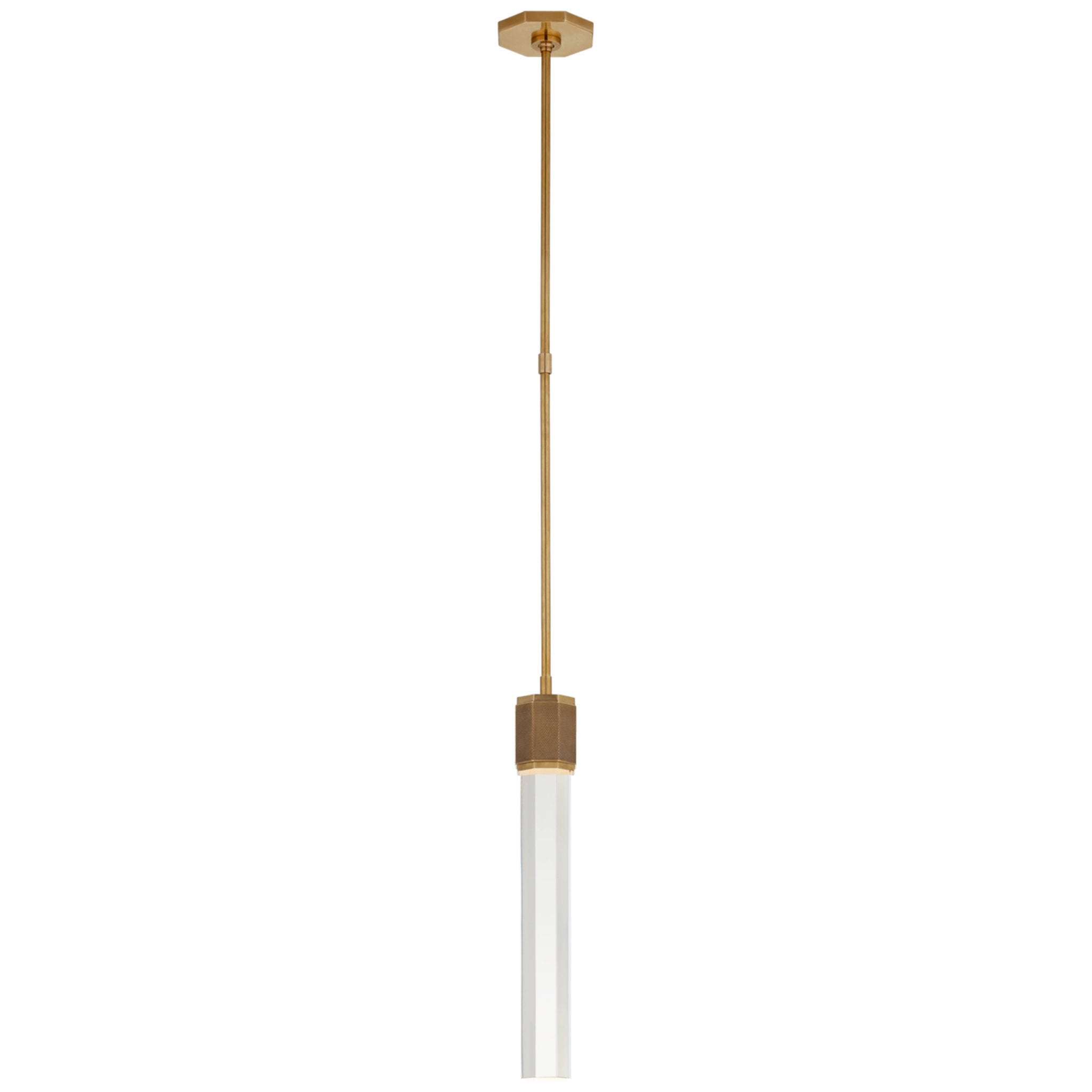 Lauren Rottet Fascio Single Pendant in Hand-Rubbed Antique Brass with Crystal