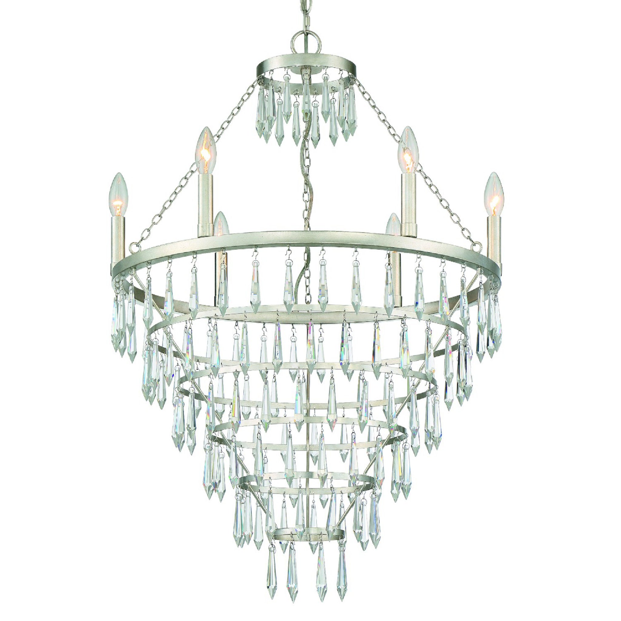 Lucille 24'' Antique Silver Chandelier Silver 24"W x 35"H x 24"D