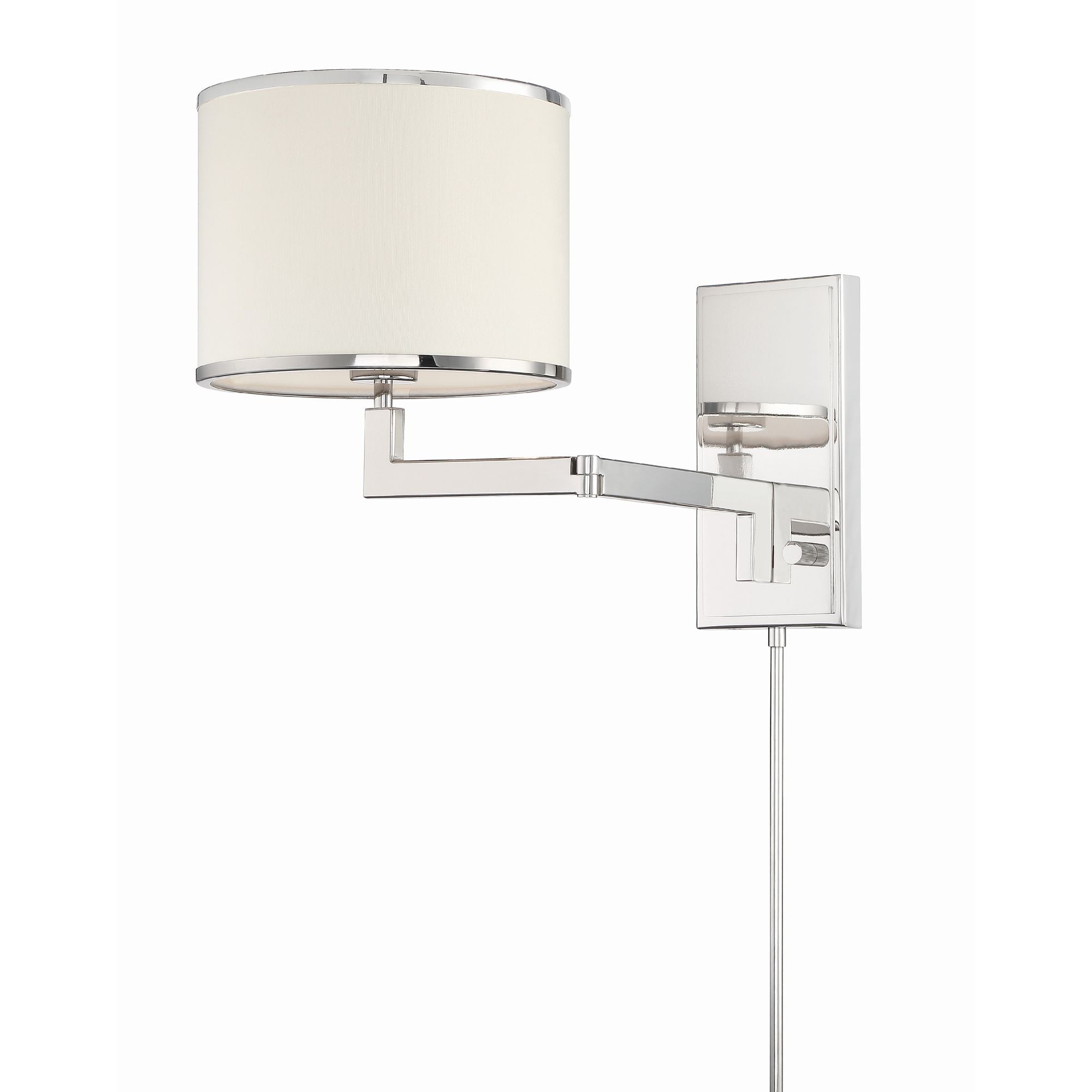 Madison 1 Light Polished Nickel Swing Arm Sconce Silk Shade 10"W x 13"H x 21.25"D