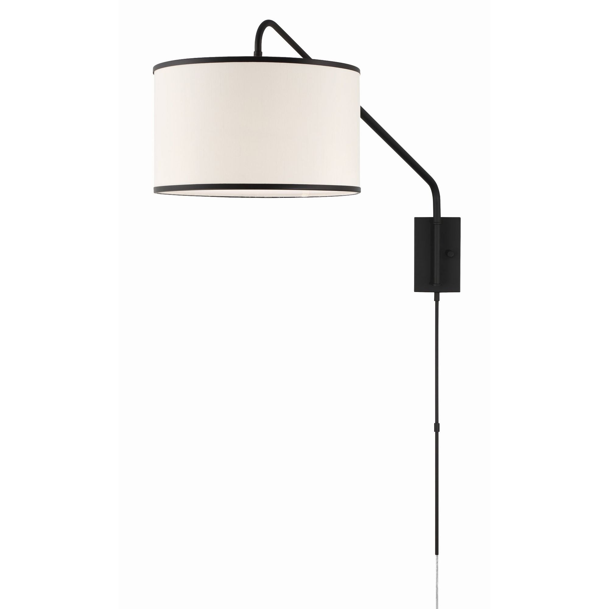 Mallory 1 Light Matte Black Swing Arm Sconce Linen Shade 15"W x 22"H x 50.5"D