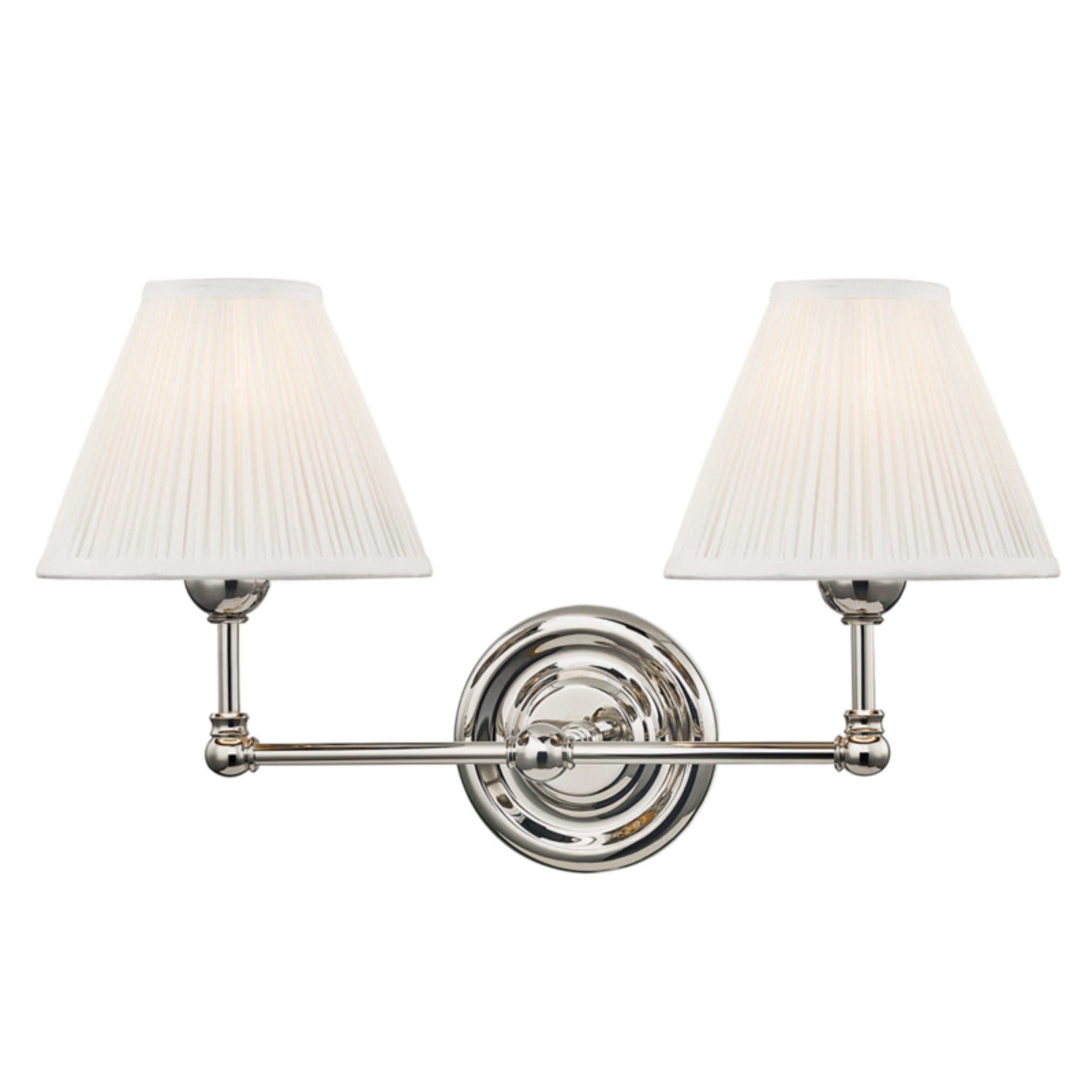 Classic No.1 2 Light Wall Sconce in Polished Nickel by Mark D. Sikes