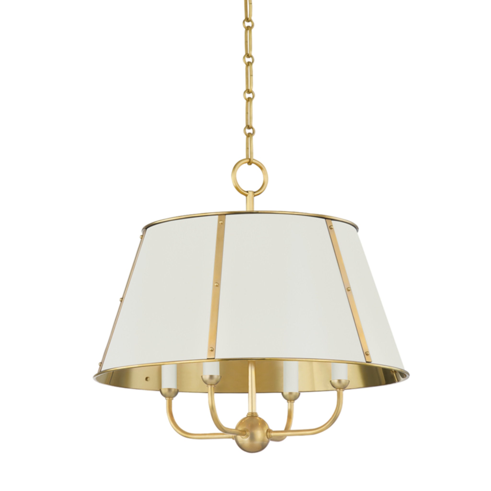 Cambridge 4 Light Chandelier in Aged Brass/off White by Mark D. Sikes