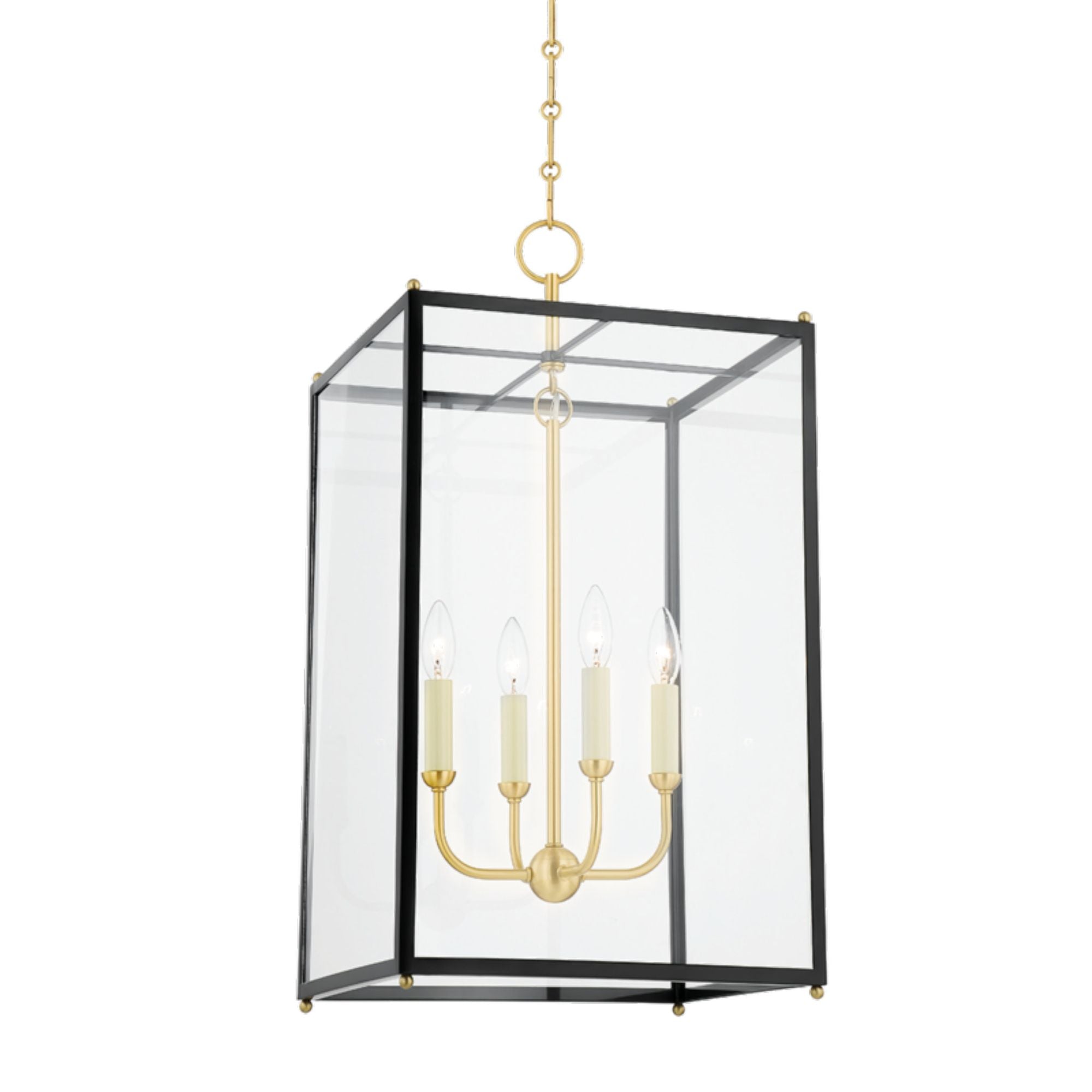 Chaselton 4-Light Lantern in Aged Brass by Mark D. Sikes 15L x 15W x 28.25H (Darkest Blue)