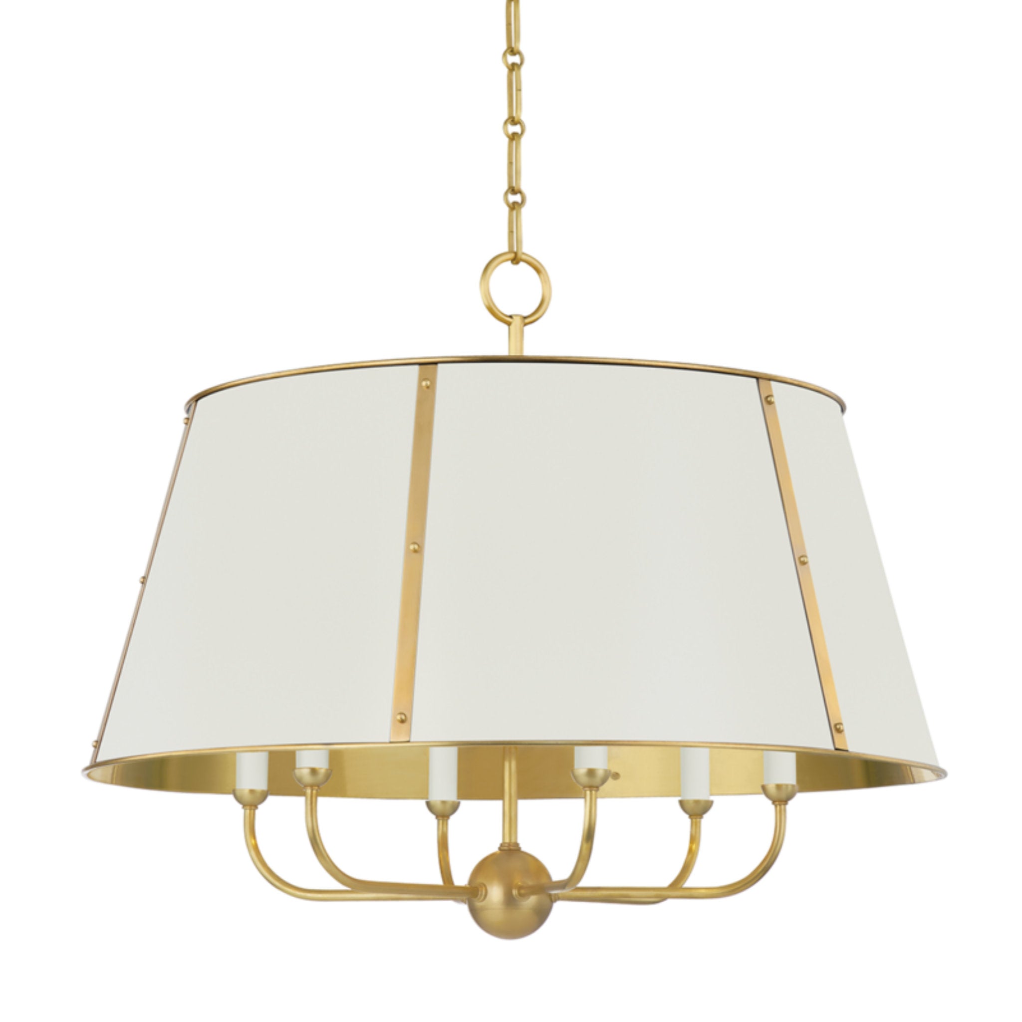Cambridge 6-Light Chandelier in  Aged Brass/Off White by  Mark D. Sikes 28.5L x 28.5W x 23H