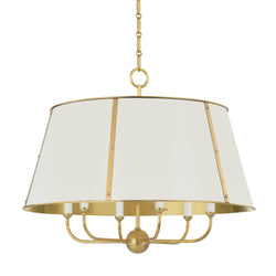 Cambridge 6 Light Chandelier in Aged Brass/off White by Mark D. Sikes
