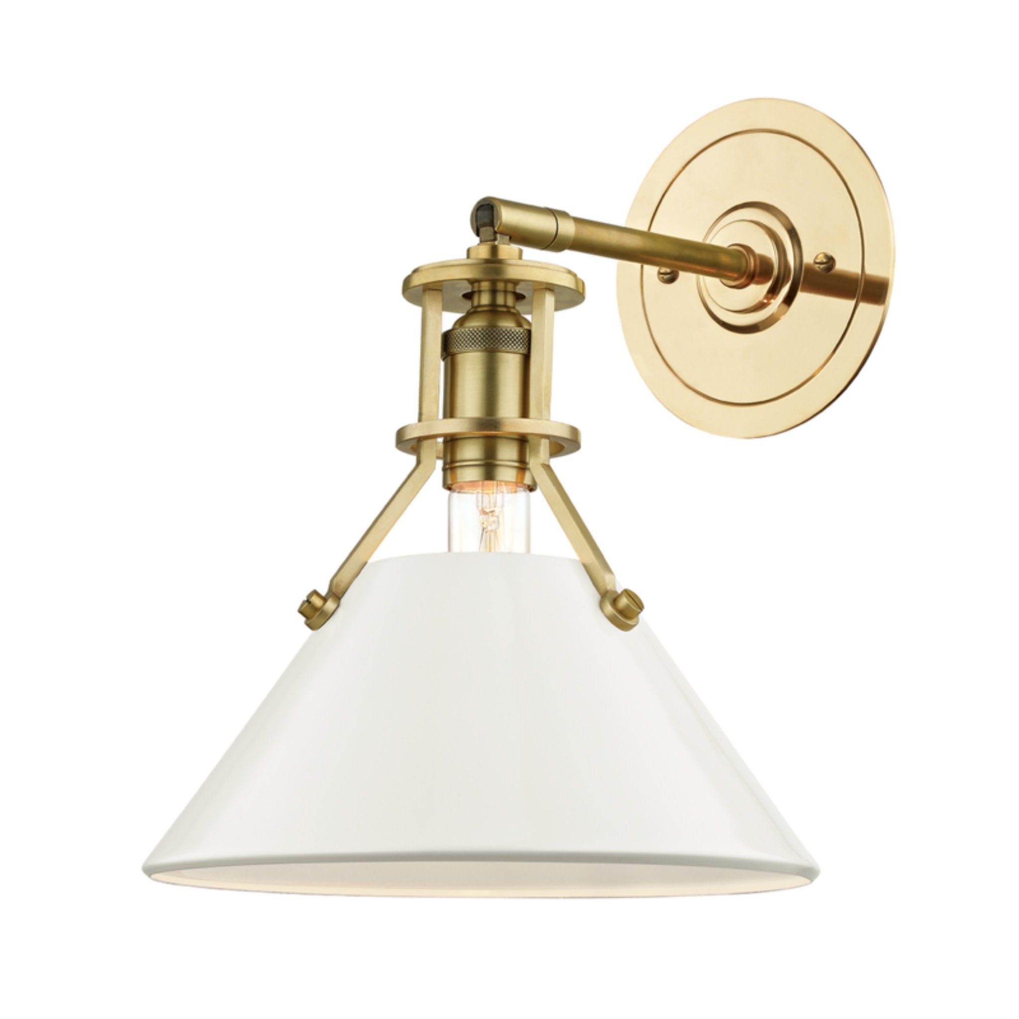 Painted No.2 1 Light Wall Sconce in Aged Brass/off White by Mark D. Sikes