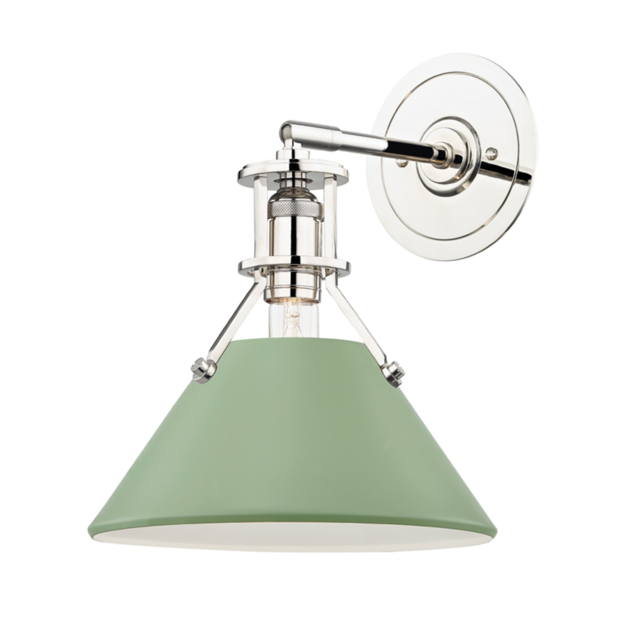 Painted No.2 1 Light Wall Sconce in Polished Nickel/leaf Green by Mark D. Sikes
