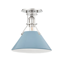 Painted No.2 1 Light Semi Flush in Polished Nickel/blue Bird by Mark D. Sikes