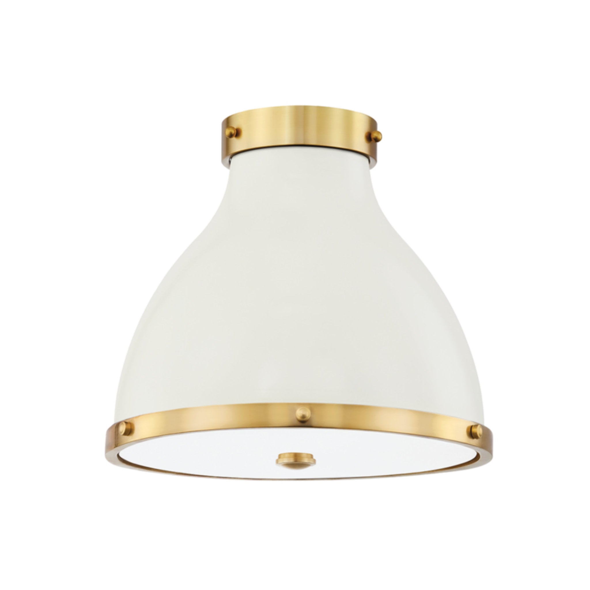 Painted No. 3 2-Light Flush Mount in  Aged Brass/Off White by  Mark D. Sikes 12.5L x 12.5W x 11H