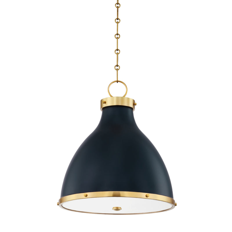 Painted No. 3 2 Light Pendant in Aged Brass/darkest Blue by Mark D. Sikes