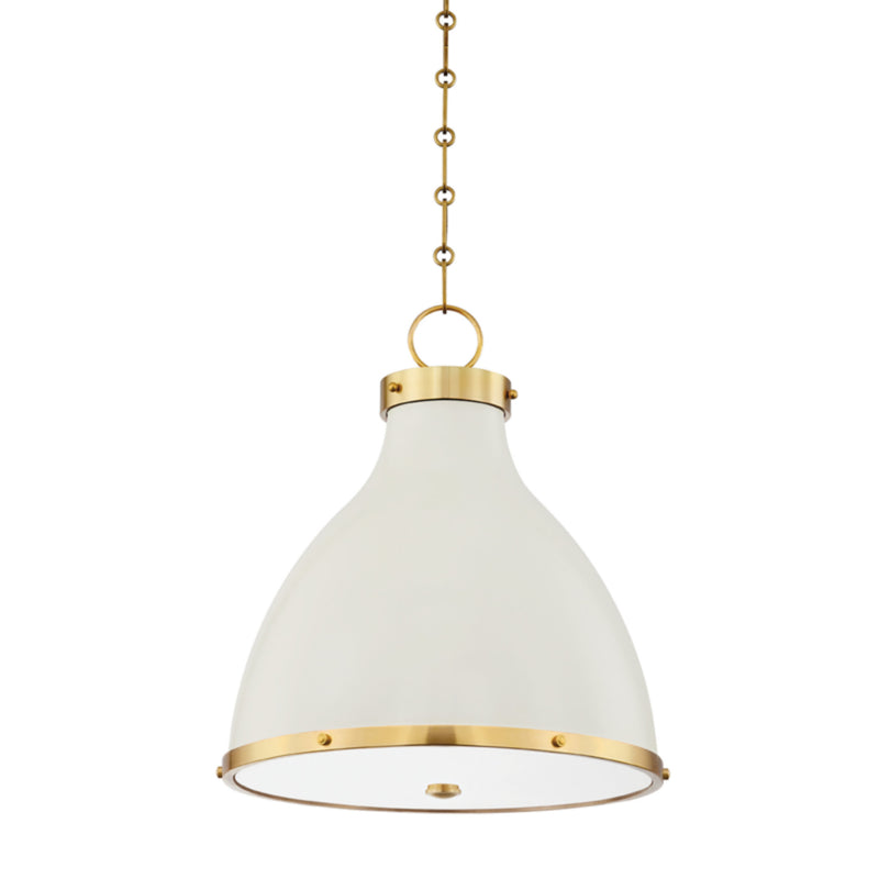 Painted No. 3 2 Light Pendant in Aged Brass/off White by Mark D. Sikes