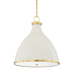 Painted No. 3 3 Light Pendant in Aged Brass/off White by Mark D. Sikes