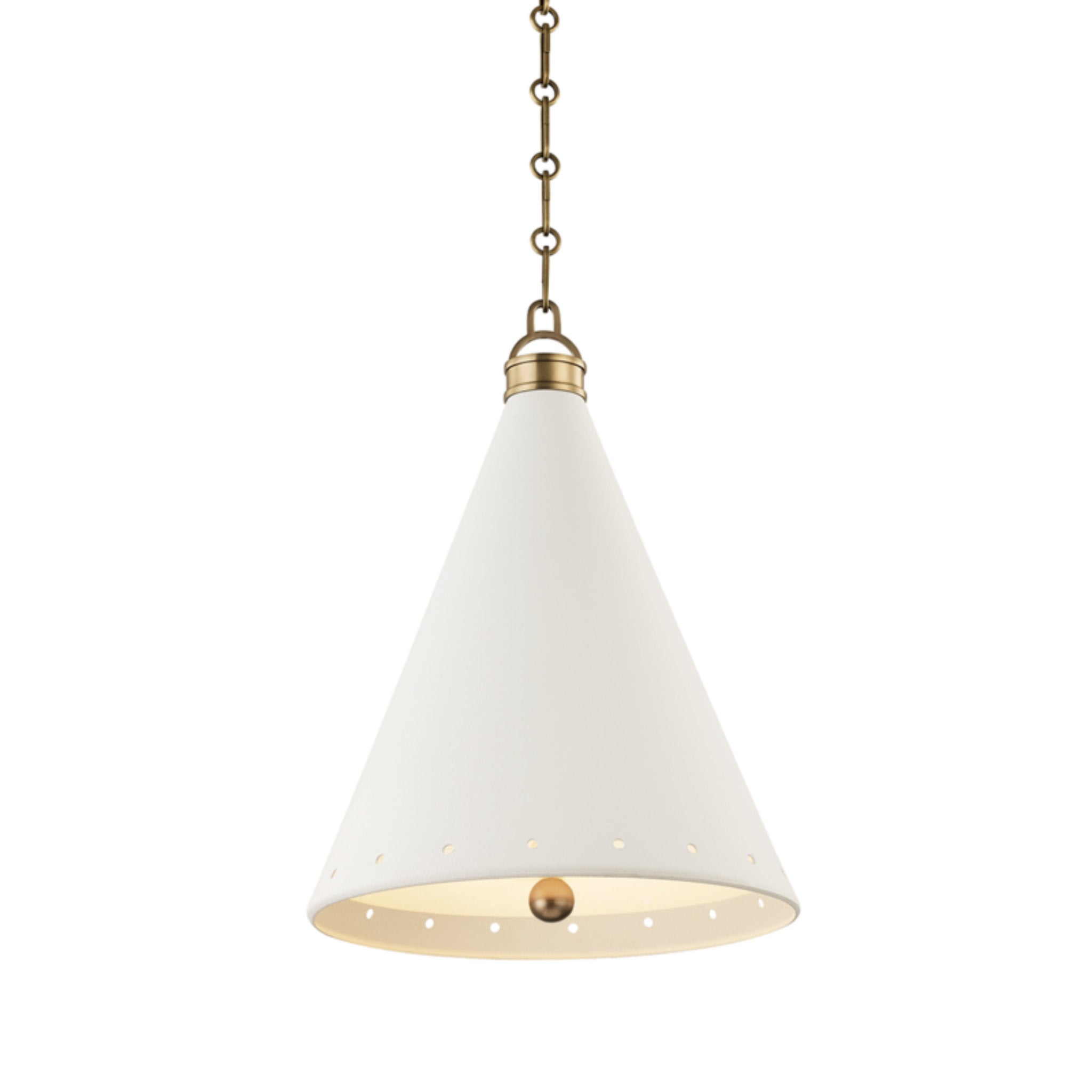 Plaster No.1 1 Light Pendant in Aged Brass/white Plaster by Mark D. Sikes