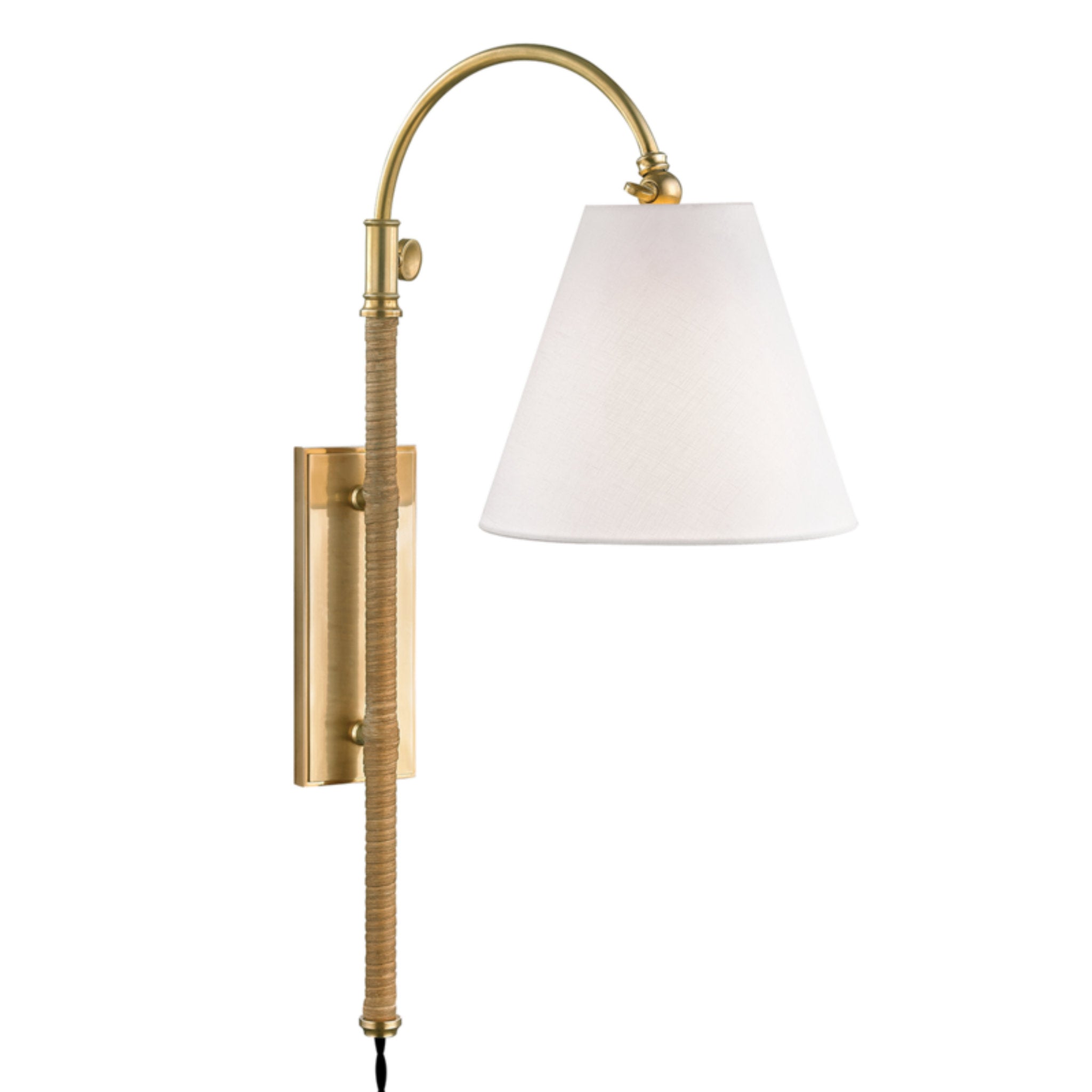 Curves No.1 1 Light Plug-in Sconce in Aged Brass by Mark D. Sikes