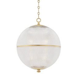 Sphere No. 3 1 Light Pendant in Aged Brass by Mark D. Sikes