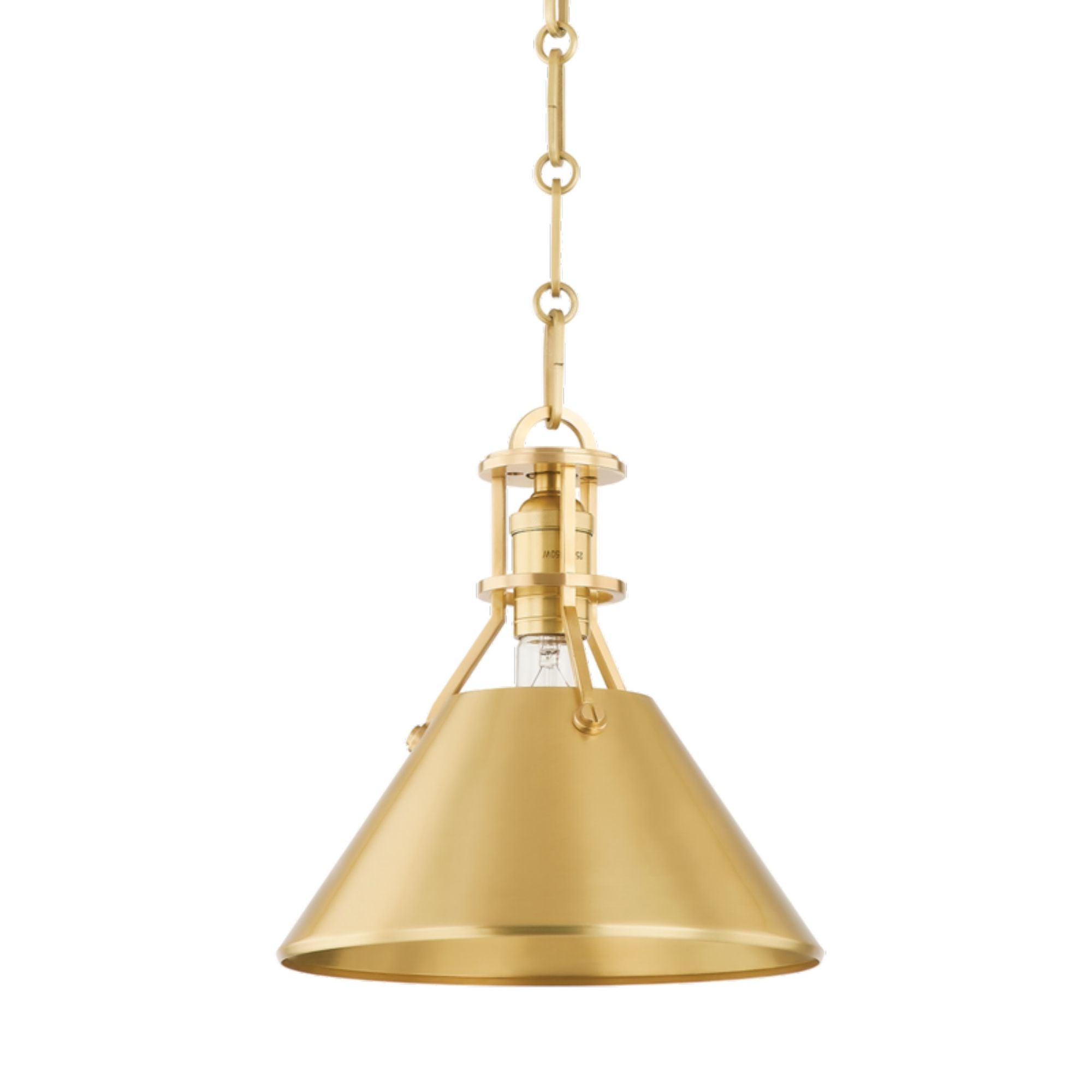 Metal No. 2 1-Light Pendant in  Aged Brass by  Mark D. Sikes 9.5L x 9.5W x 9.25H