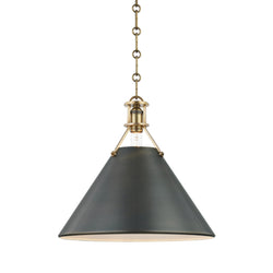 Metal No.2 1 Light Pendant in Aged/antique Distressed Bronze by Mark D. Sikes