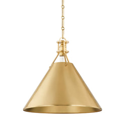 Metal No. 2 1 Light Pendant in Aged Brass by Mark D. Sikes