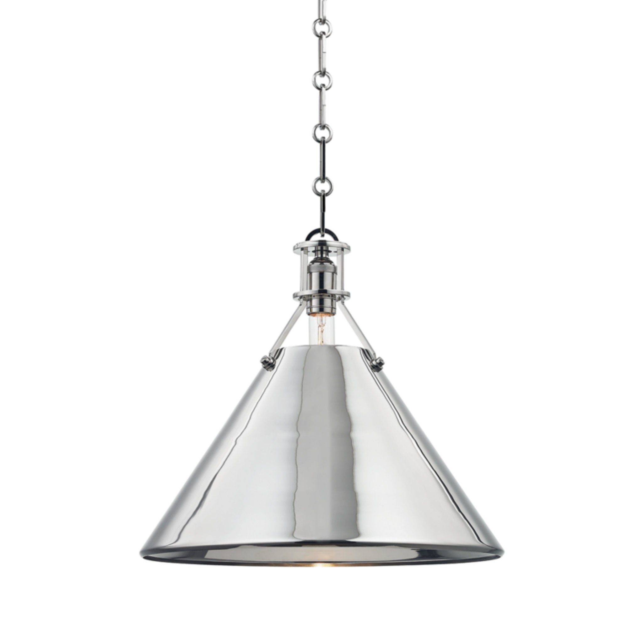 Metal No. 2 1-Light Pendant in  Polished Nickel by  Mark D. Sikes 16L x 16W x 14.5H