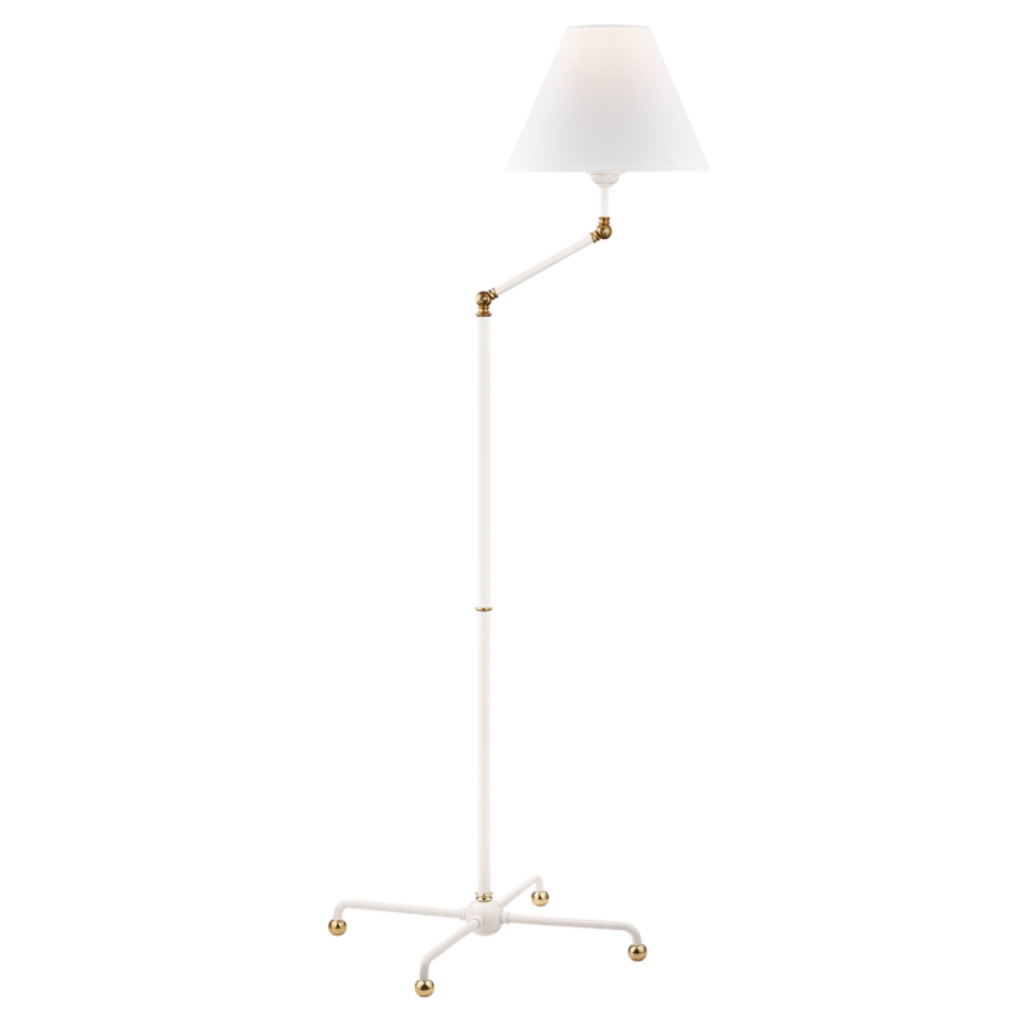 Classic No.1 1 Light Floor Lamp in Aged Brass/soft Off White by Mark D. Sikes