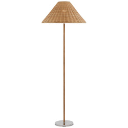 Marie Flanigan Wimberley Medium Wrapped Floor Lamp in Polished Nickel with Natural Wicker Shade