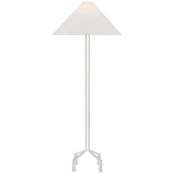 Marie Flanigan Clifford Large Forged Floor Lamp in Plaster White with Linen Shade