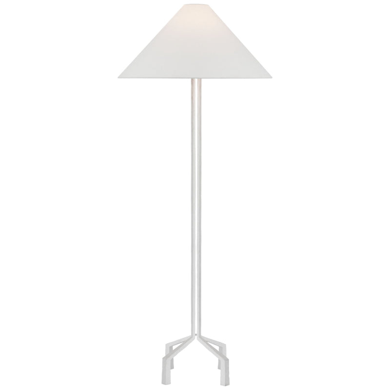 Marie Flanigan Clifford Large Forged Floor Lamp in Plaster White with Linen Shade